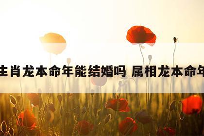 生肖龙本命年能结婚吗 属相龙本命年
