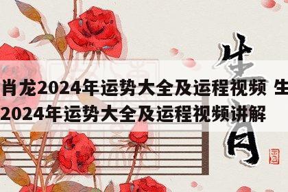 生肖龙2024年运势大全及运程视频 生肖龙2024年运势大全及运程视频讲解
