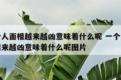 一个人面相越来越凶意味着什么呢 一个人面相越来越凶意味着什么呢图片