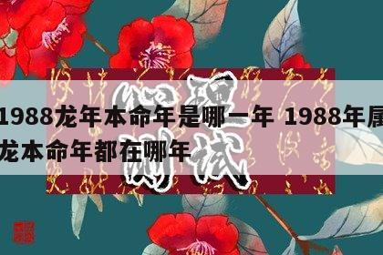1988龙年本命年是哪一年 1988年属龙本命年都在哪年