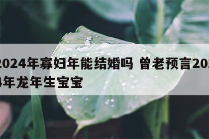 2024年寡妇年能结婚吗 曾老预言2024年龙年生宝宝