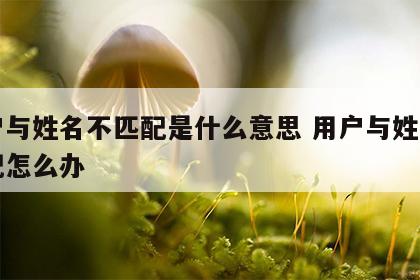 用户与姓名不匹配是什么意思 用户与姓名不匹配怎么办