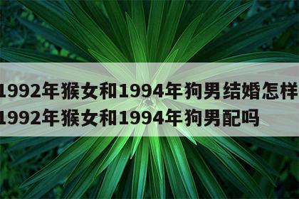 1992年猴女和1994年狗男结婚怎样 1992年猴女和1994年狗男配吗