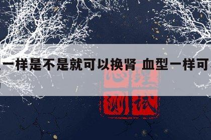 血型一样是不是就可以换肾 血型一样可以怀孕吗