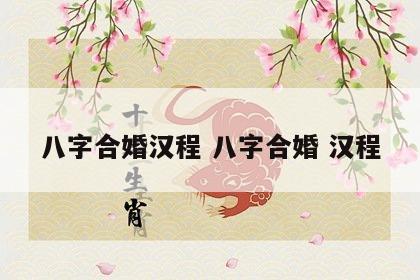 八字合婚汉程 八字合婚 汉程
