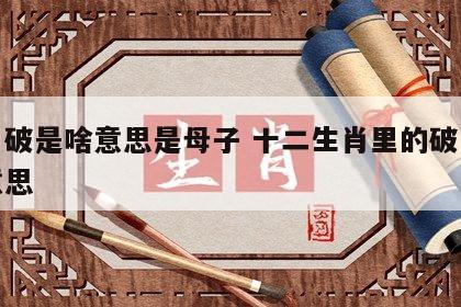 生肖破是啥意思是母子 十二生肖里的破是什么意思