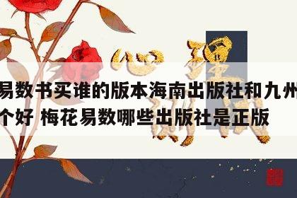 梅花易数书买谁的版本海南出版社和九州出版社哪个好 梅花易数哪些出版社是正版