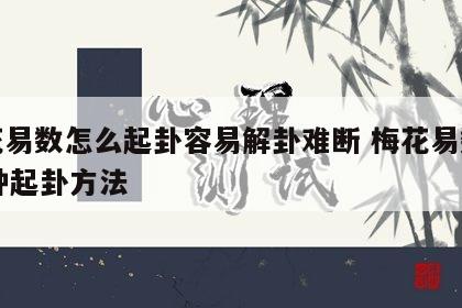 梅花易数怎么起卦容易解卦难断 梅花易数的12种起卦方法