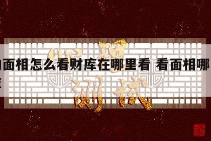 人的面相怎么看财库在哪里看 看面相哪里是财库