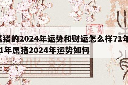 属猪的2024年运势和财运怎么样71年 71年属猪2024年运势如何