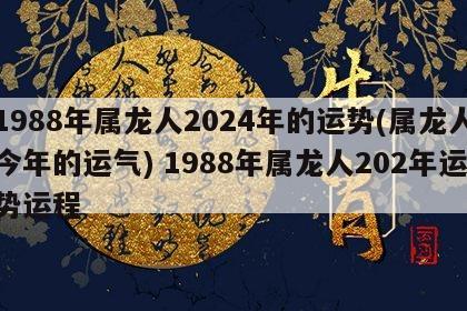 1988年属龙人2024年的运势(属龙人今年的运气) 1988年属龙人202年运势运程