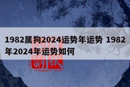 1982属狗2024运势年运势 1982年2024年运势如何