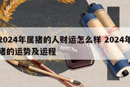 2024年属猪的人财运怎么样 2024年猪的运势及运程