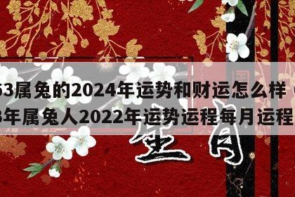 63属兔的2024年运势和财运怎么样 63年属兔人2022年运势运程每月运程