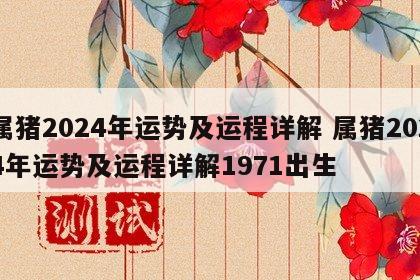 属猪2024年运势及运程详解 属猪2024年运势及运程详解1971出生