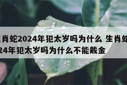 生肖蛇2024年犯太岁吗为什么 生肖蛇2024年犯太岁吗为什么不能戴金