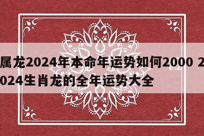 属龙2024年本命年运势如何2000 2024生肖龙的全年运势大全