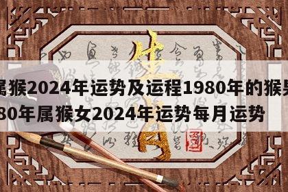属猴2024年运势及运程1980年的猴男 80年属猴女2024年运势每月运势