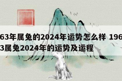 63年属兔的2024年运势怎么样 1963属兔2024年的运势及运程