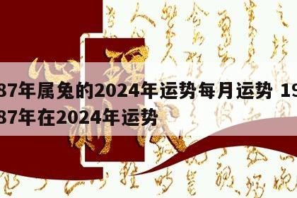 87年属兔的2024年运势每月运势 1987年在2024年运势
