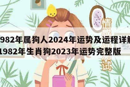 1982年属狗人2024年运势及运程详解 1982年生肖狗2023年运势完整版