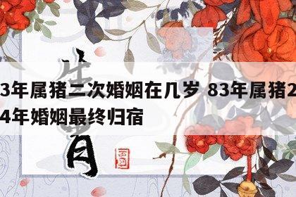83年属猪二次婚姻在几岁 83年属猪2024年婚姻最终归宿