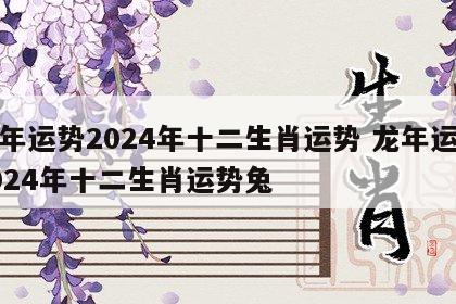 龙年运势2024年十二生肖运势 龙年运势2024年十二生肖运势兔