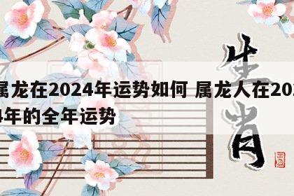 属龙在2024年运势如何 属龙人在2024年的全年运势