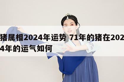 猪属相2024年运势 71年的猪在2024年的运气如何