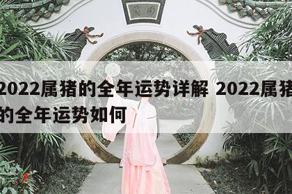2022属猪的全年运势详解 2022属猪的全年运势如何