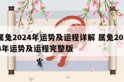 属兔2024年运势及运程详解 属兔2024年运势及运程完整版