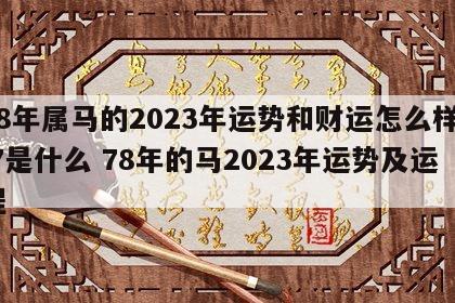 78年属马的2023年运势和财运怎么样8.7是什么 78年的马2023年运势及运程