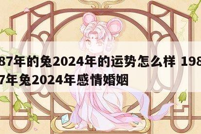 87年的兔2024年的运势怎么样 1987年兔2024年感情婚姻