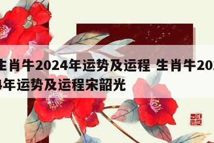 生肖牛2024年运势及运程 生肖牛2024年运势及运程宋韶光