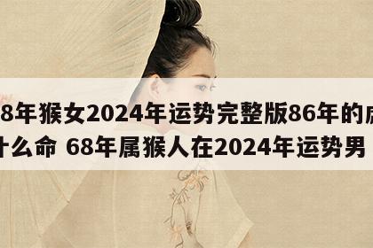 68年猴女2024年运势完整版86年的虎什么命 68年属猴人在2024年运势男