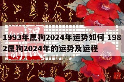 1993年属狗2024年运势如何 1982属狗2024年的运势及运程