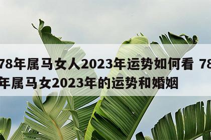 78年属马女人2023年运势如何看 78年属马女2023年的运势和婚姻