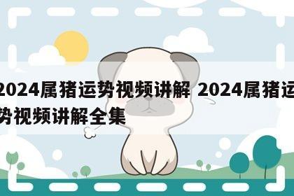 2024属猪运势视频讲解 2024属猪运势视频讲解全集