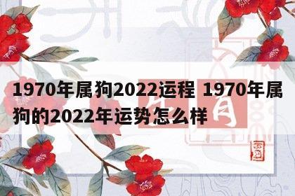 1970年属狗2022运程 1970年属狗的2022年运势怎么样
