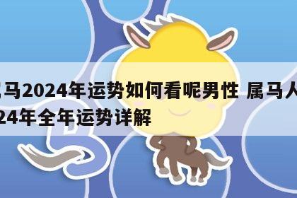 属马2024年运势如何看呢男性 属马人2024年全年运势详解