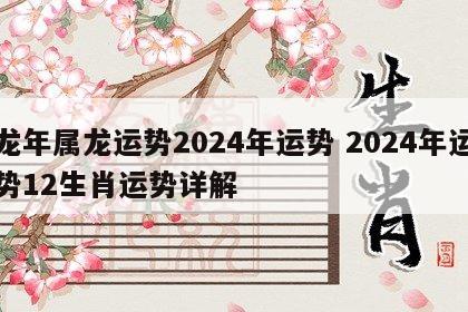 龙年属龙运势2024年运势 2024年运势12生肖运势详解