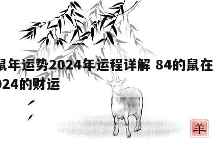 鼠年运势2024年运程详解 84的鼠在2024的财运