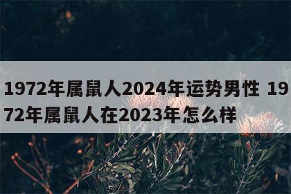 1972年属鼠人2024年运势男性 1972年属鼠人在2023年怎么样