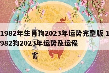 1982年生肖狗2023年运势完整版 1982狗2023年运势及运程