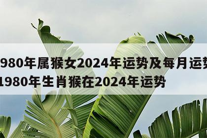 1980年属猴女2024年运势及每月运势 1980年生肖猴在2024年运势