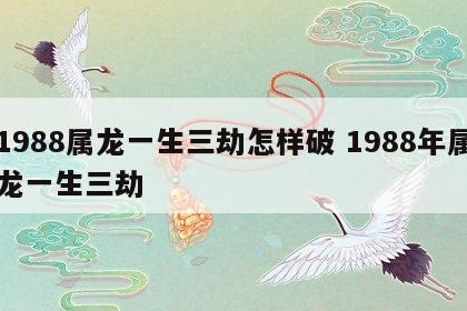 1988属龙一生三劫怎样破 1988年属龙一生三劫
