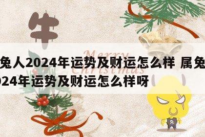 属兔人2024年运势及财运怎么样 属兔人2024年运势及财运怎么样呀