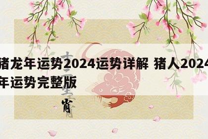 猪龙年运势2024运势详解 猪人2024年运势完整版