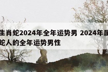 生肖蛇2024年全年运势男 2024年属蛇人的全年运势男性