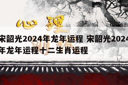 宋韶光2024年龙年运程 宋韶光2024年龙年运程十二生肖运程